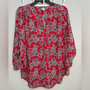 Faded Glory Red and Black Paisley Blouse for women size XXL/20